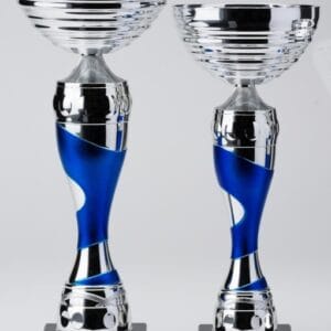 Copa Metálica Plata y Azul