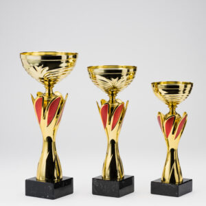 Copa Metálica Flor Oro y Rojo